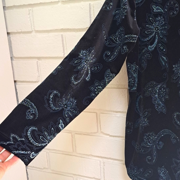 Notations Velvet Glitter Floral 1 Button Formal Top. Size Large NWOT - Picture 3 of 8